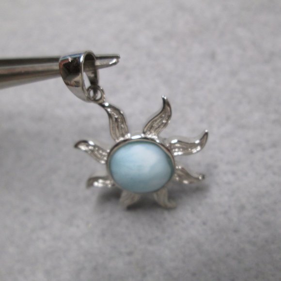 Natural Larimar and 925 Sterling Celestial SUN Pendant> Sunshine, Sun Goddess - Picture 5 of 6